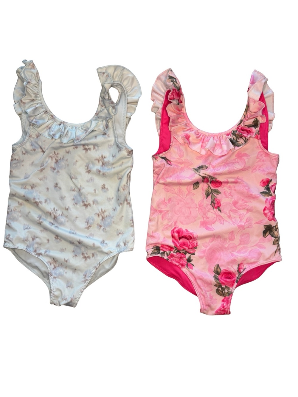 LoveShackFancy Girls Floral Ruffle One-Piece Swimsuit Bundle